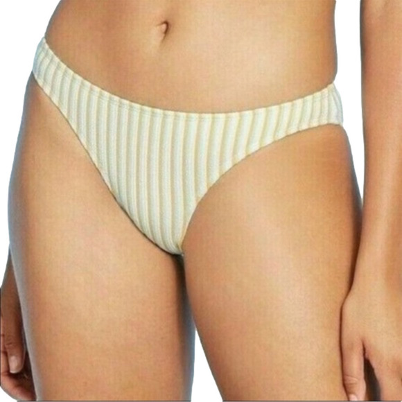 XHILARATION Junior medium (4-6) Multi Striped Textured Cheeky Bikini Bottom nwot - Picture 1 of 5